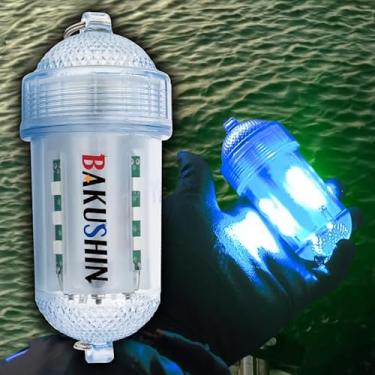 Imagem de FUNKS Luz de pesca LED submersível subaquática alimentada por bateria de pesca noturna Bakushin α (azul)