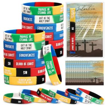 Imagem de Gemscream Pulseiras do Plano de Salvação com Cartão do Plano de Salvação Pulseira Evangélica Pulseiras de Silicone Cristão Folhetos do Evangelho Presente das Escrituras da Páscoa dos Namorados para
