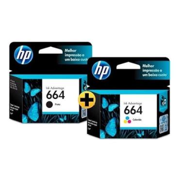 Imagem de Kit Cartucho de Tinta 664 Preto e Colorido para Impressora, Conjunto de 2, combo, black, color, tricolor, original, preço, DeskJet Ink Advantage,1015, 4645, 2645, 1515, 2515, 3515, 3545, 2545.