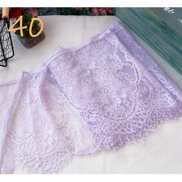 Imagem de Tecido 3 metros preço renda francesa chantilly floral bordado acabamento de renda com cílios recortados vestido de renda DIY costura renda para costura (cor 40)