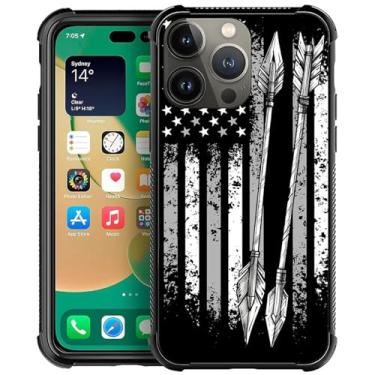 Imagem de Goodsprout Capa compatível com iPhone 13Pro, bandeira americana com arco e flecha, design incrível à prova de choque, antiarranhões, capa traseira rígida de policarbonato para iPhone 13Pro