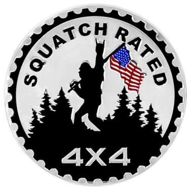 Imagem de NTNEV Emblema de Carro com Classificação de Padrão Wild Man, Adesivos de Decalques de Emblema Automotivo 4x4, Emblemas de Carro de Metal 3D, Decalques de Emblema Redondo, Emblemas (Prata4)