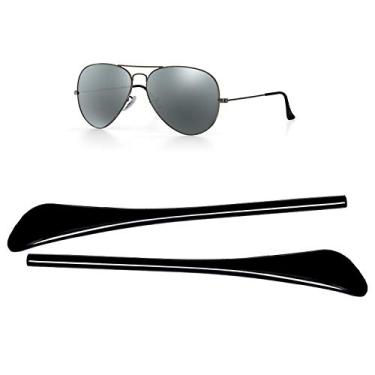Imagem de Heydefo Pontas de substituição para hastes (meias de ouvido) para Ray-Ban Aviator RB3025 3026 Kits de reparo com bolsa de óculos de sol, HEYDEFO, Preto
