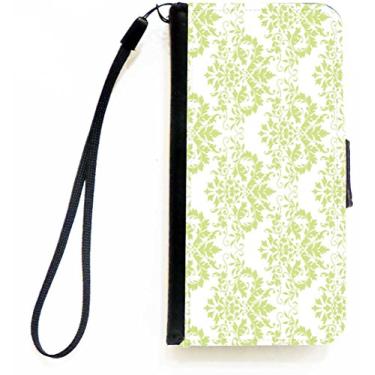 Imagem de Rikki Knight Capa carteira Shabby Chic verde sobre branco damasco flip com aba magnética para Apple iPhone 5c