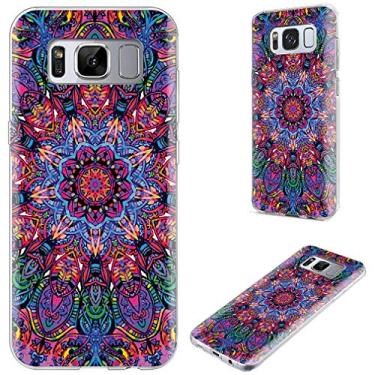 Imagem de VoMotec Capa para S8 para homens mulheres meninas, à prova de choque, antiarranhões, fina, de borracha TPU macia, capa protetora completa para Samsung Galaxy S8, mandala vintage vermelha verde azul