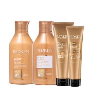 Imagem de Kit Redken All Soft Shampoo P Condicionador Máscara e Leave-in (4 prod