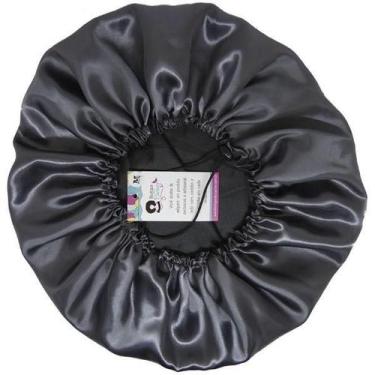 Imagem de Touca Toca Cetim Seda Dormir Banho Anti Frizz - Preta - Giguimake