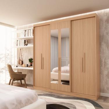 Imagem de Guarda Roupa Casal 6 Portas Lugano com Espelho Mdf Cedro