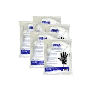Imagem de Luva Plástica Polietileno MB LIFE pacote com 100 unidades - kit c/20 u