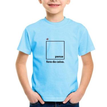 Imagem de Camiseta Infantil Pense fora da caixa - Foca na Moda, Azul bebê, 8
