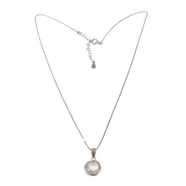 Imagem de Colar Prata Veneziana Ródio Ponto De Luz Redondo Facetada