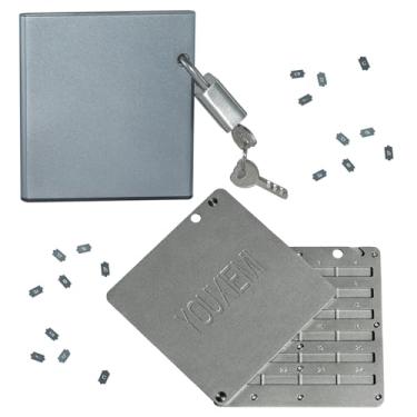 Imagem de SAFEIndestrutível Bitcoin Carteira Crypto Seed Storage Steel Plate, Compatível com Ledger, Trezor Hardware Wallets, Steel Bitcoin Wallet (Cinza)