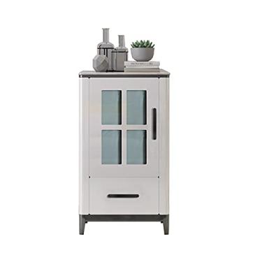 Imagem de LICONG-2020 Armário de vinho, armário de vinho moderno minimalista de madeira mármore para sala de estar, armário branco para armazenar bebidas alcoólicas