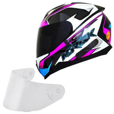 Imagem de Capacete Feminino Norisk Razor Speedmax Rosa Viseira Fume, Branco rosa
