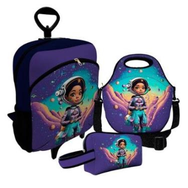 Imagem de Kit Escolar Mochila de Rodinha + Lancheira + Necessaire Plus – ISOPRENE – Menina Estelar-Unissex