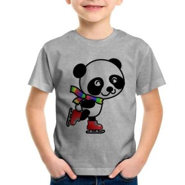 Imagem de Camiseta Infantil Panda de Patins - Foca na Moda, Cinza, 2