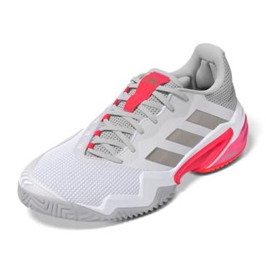 Imagem de adidas Tênis feminino Barricade 13, Branco/champanhe metálico/vermelho lúcido, 36