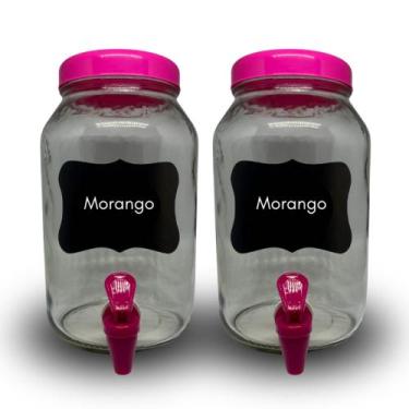 Imagem de Kit 2 suqueiras de vidro 3 litros com lousa e giz - GGABC, PINK