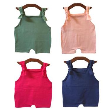 Imagem de Jardineira Curta COLORS para Bebê Menina Menino de Malha com Alça Regu