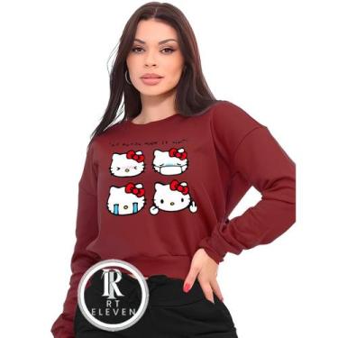 Imagem de Moletom Feminino Hello Kity Modelo Gola Careca Blusa de frio Linha Pre