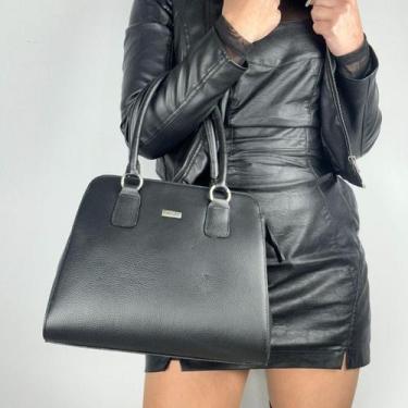 Imagem de Bolsa recuo em couro legitimo b.993, Preto