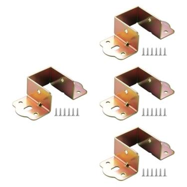 Imagem de Bothyi 4 peças suportes para se conectar a madeira, cabeceiras e tábuas de pé da cama de metal pesado u dobradiça com parafuso, 40mm