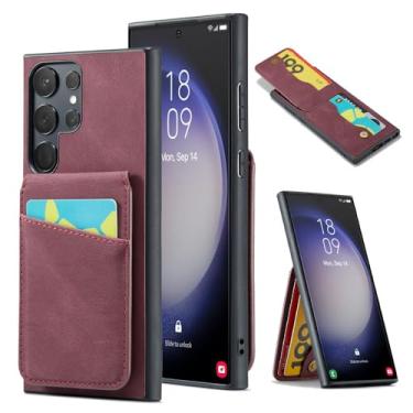Imagem de Capa de couro PU com suporte para Samsung Galaxy A13 14 15 22 23 24 25 33 34 35 51 52 53 54 55 71 72 73 Capa tipo carteira, vermelha, para Samsung A24