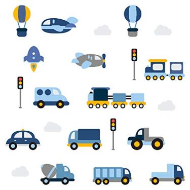 Imagem de Adesivo de Parede Carrinhos para Quarto de Menino Cobre 1,3m²