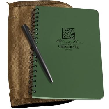 Imagem de Rite in the Rain Kit espiral lateral à prova de intempéries: Capa de tecido Tan CORDURA®, caderno verde 11,6 cm x 17,7 cm e caneta à prova de intempéries (Nº 973-KIT)