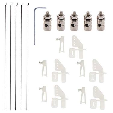 Imagem de AONTOKY 5 Sets Nylon Control Horns + Steel PushRods + Pushrod Connector Linkage Stopper Parts for RC Airplane Model Aircraft