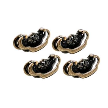 Imagem de QCAA Puxador de gaveta vintage para móveis, caixa de madeira, molde de zinco, comprimento 6 cm x 19 cm de altura, latão antigo, pacote com 4, feito em Taiwan