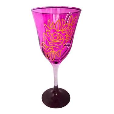 Imagem de Taça Personalizada Cigana Rosa Roxa Lírio Luxo 365ml  Vidro - Nadir