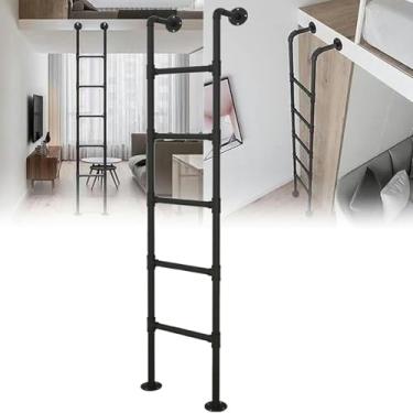 Imagem de Escada de saída de poço de janela de porão, escada de metal montada na parede para loft, escada de beliche de tubo de ferro industrial, escadas de escalada internas e externas para dormitório,