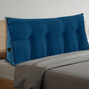 Imagem de Wenqik Travesseiro de cunha, triangular, cabeceira, cama, leitura, encosto, suporte para as costas, travesseiro longo com capa removível para artigos de dormitório, presente de inauguração de casa