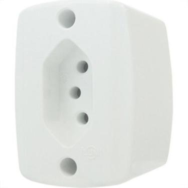 Imagem de Tomada 2P+T Ilumi Ret Ext.10A Branco 16516 - Kit C/10 Unidades, Branco