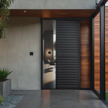 Imagem de Porta de Correr Veneziana de Aluminio 215x80cm Suspensa Preto