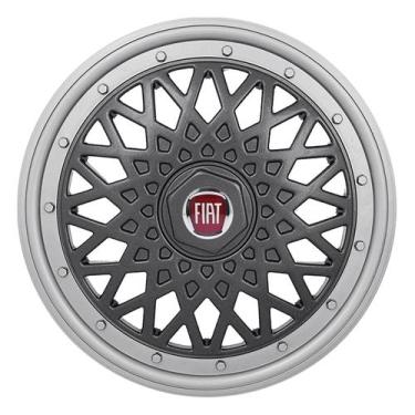 Imagem de Calota Bbs Aro 14 601AR-PTG + Emblema Alumínio Fiat V - Garagem Online