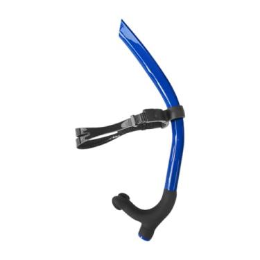 Imagem de Deevoka Bocal de silicone de snorkel de natação mergulho confortável para usar nadadores adultos válvula de purga de maneira única Centro frontal montado, Azul