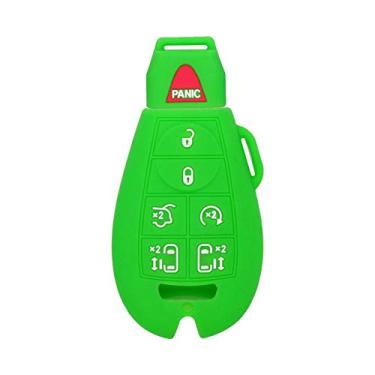 Imagem de SEGADEN Capa protetora de silicone com suporte de capa compatível com JEEP CHRYSLER DODGE 7 botões Smart Remote Key Fob CV4758 Verde claro