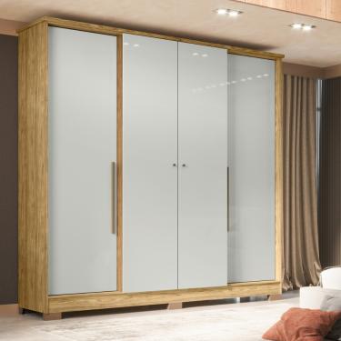 Imagem de Guarda Roupa Solteiro 4 Portas com Pés Mônaco Visão Móveis - Marrocos/Off White