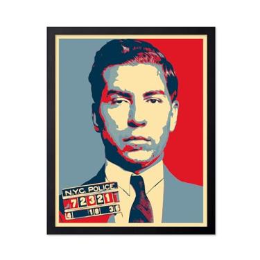 Imagem de Poster Master Impressão de foto Lucky Luciano - Pôster retrô de gângster - Arte do Sindicato do Crime Nacional - Design de parede de retrato colorido - Decoração vibrante para quarto ou sala de estar