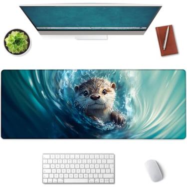 Imagem de Mounidso Tapete de rato grande lontra, tapete de rato para jogos, base de borracha antiderrapante, acessórios de escritório, tapete de mesa, tapetes de rato oceânicos para escola, trabalho, decoração