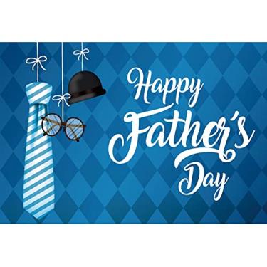 Imagem de OFILA 2,1 x 1,5 m Happy Father's Day Photography Backdrop Dad Man Gravatas e Copos Blue Diamond Background Family Dad Festival Celebration Party Cake Table Decoration Photo Booth Adereps