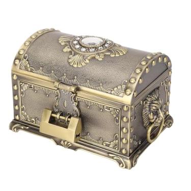 Imagem de Caixa de Jóias de Metal Vintage, Brião de Colar de Colar de Anel de Anel de Anel Baú de Bugiganga Decorativa Com Fechadura para Casa (Bronze antigo)