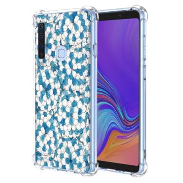 Imagem de JDYGWK Capa para Samsung A9 2018 Galaxy A9 2018 estampa floral transparente, silicone TPU macio, fina, à prova de choque, capa protetora antiarranhões para Samsung Galaxy A9 2018, azul branco floral