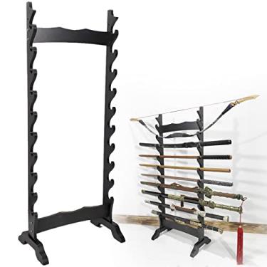 Imagem de Suporte de espada prateleira de exibição de espadas, suporte de suporte de espada de 16/24 níveis, suporte de exibição de katana de madeira de dupla face, suporte de exibição de espada samurai, s