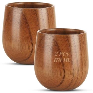 Imagem de LOPYXBR Conjunto de 2 copos de uísque Graal de madeira carbonizada de 170 ml/170 ml, copo de uísque de madeira carbonizada, copo de uísque de madeira à moda antiga, copo de uísque de carvalho