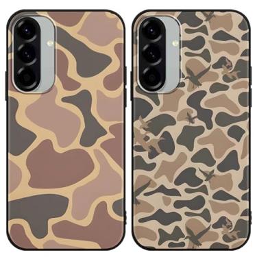 Imagem de Yomjew Pacote com 2 capas de telefone camufladas marrons militares para Samsung Galaxy A56 de 6,7 polegadas, padrão durável e legal, bandeira antiarranhões, macia, fina, flexível, proteção à prova de