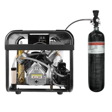 Imagem de TUXING Compressor de ar de alta pressão 4500psi, tanque de fibra de carbono 3L PCP estação de enchimento de rifle de ar, carregador de tanque de mergulho com medidor de pressão duplo, bomba de ar