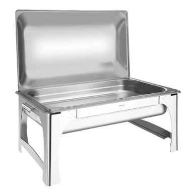 Imagem de Rechaud Banho Maria Retangular Tramontina 9L Cuba GN 1/1 Inox Tampa Removível Gastronômico Restaurante Hotel